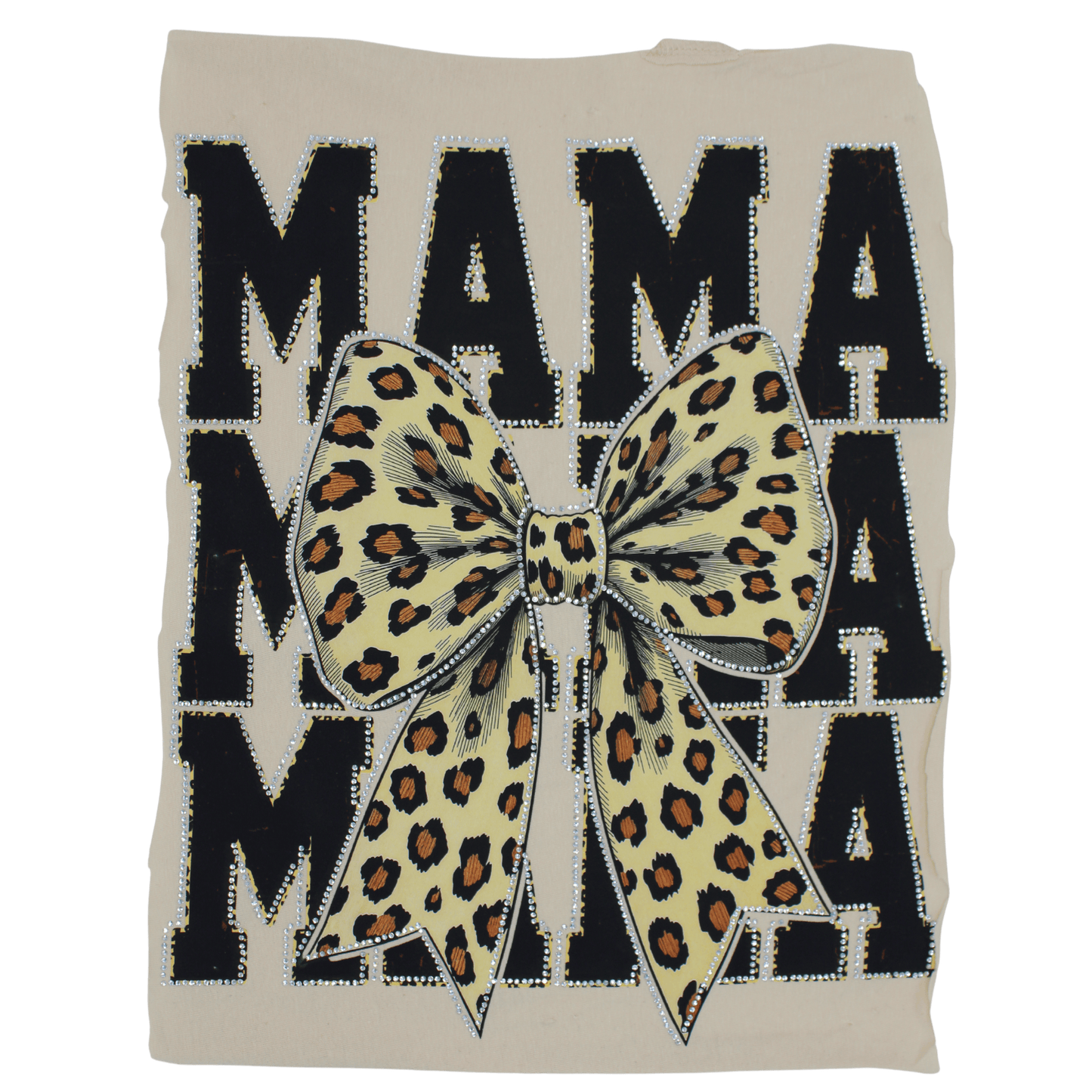 Stacked MAMA with Bow Rhinestone DTF transfer