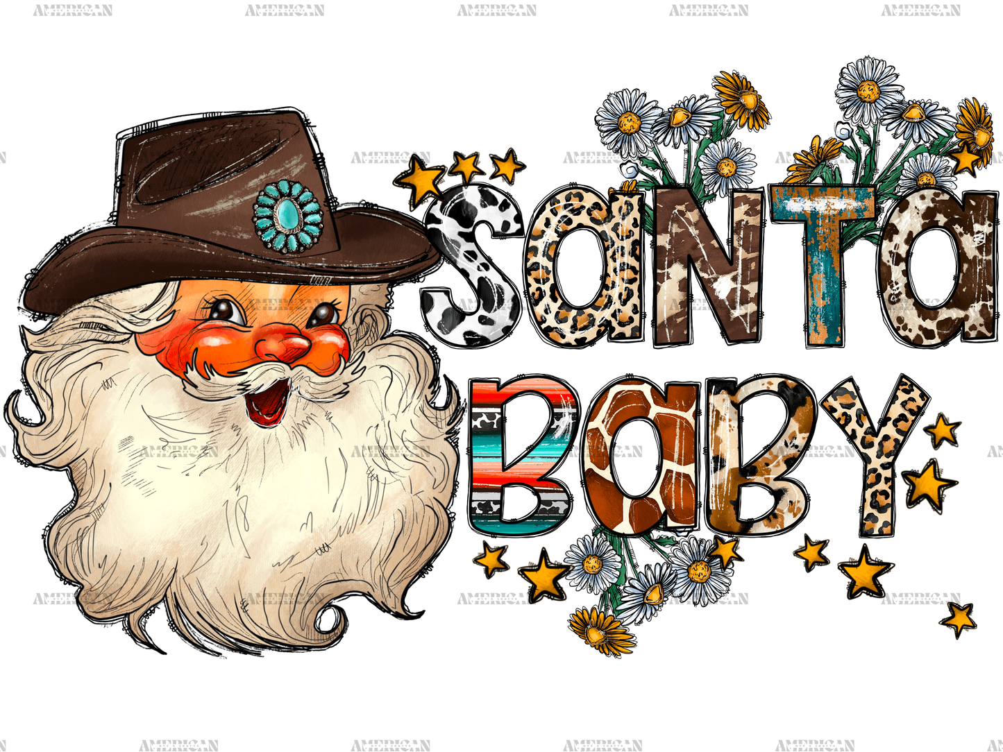 Western Santa Baby DTF Transfer