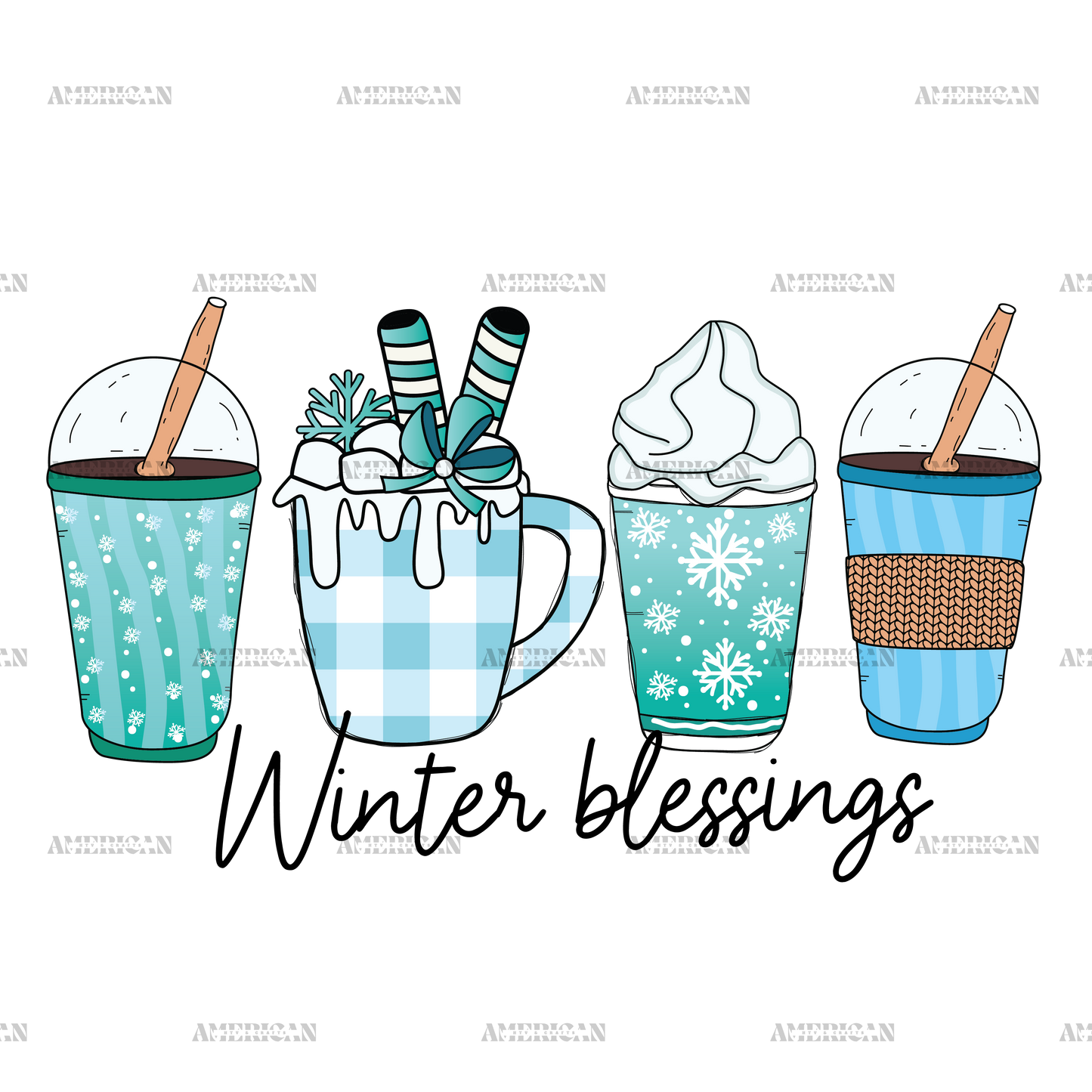 Winter Blessings Coffee DTF Transfer
