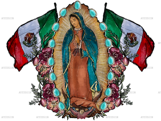 Mexican Flag Lady Of Guadalupe Dtf Transfer