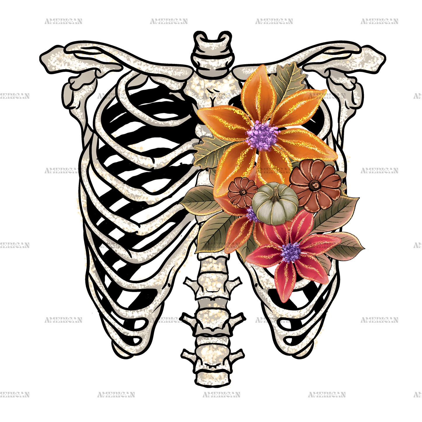 Skeleton ribs DTF Transfer
